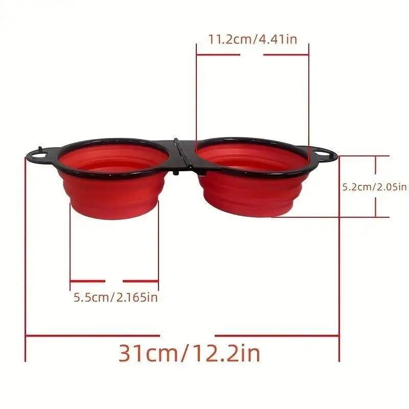 2-in-1 Collapsible Double Travel Pet Bowl
