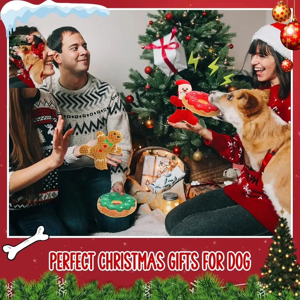 Christmas Squeaky Dog Toy Pack – Plush Holiday Chew Toys