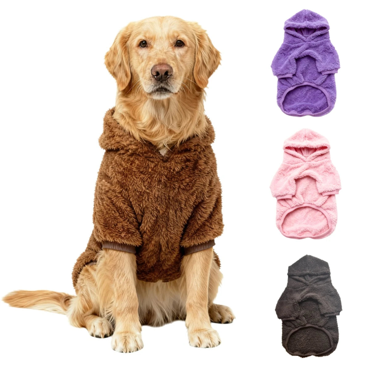 Fleece Dog Hoodie with Kangaroo Pocket – Warm Winter Coat