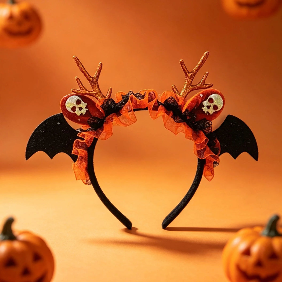 Halloween Pet Headband Set – Bat, Skull & Pumpkin