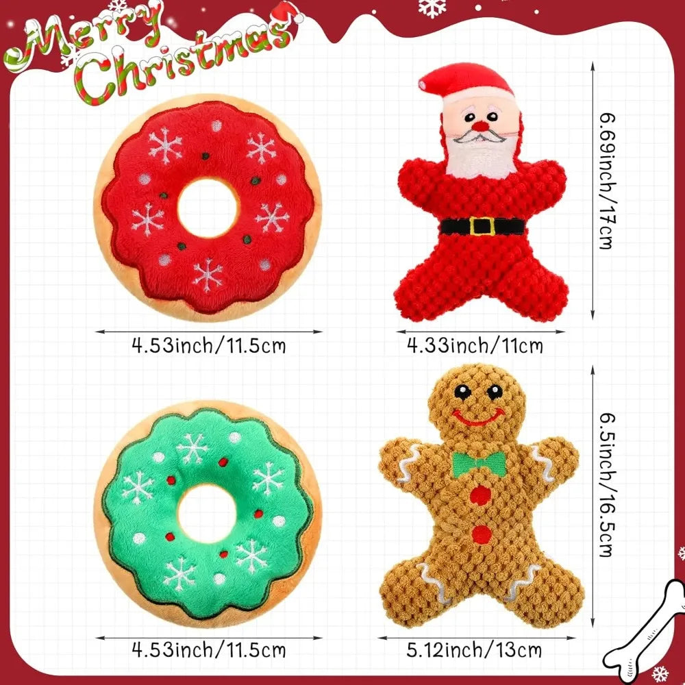 Christmas Squeaky Dog Toy Pack – Plush Holiday Chew Toys