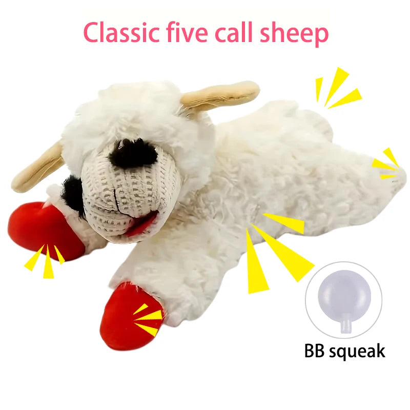 Mini Lambchop-Style Plush Dog Toy – Classic Sheep Squeaker