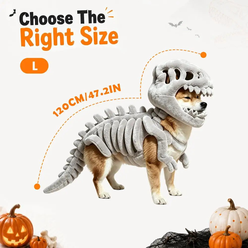Dinosaur Bone Pet Costume – Halloween Dino Hoodie