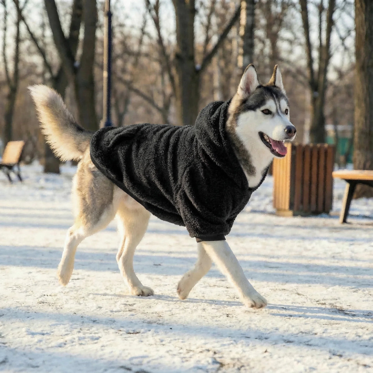 Fleece Dog Hoodie with Kangaroo Pocket – Warm Winter Coat