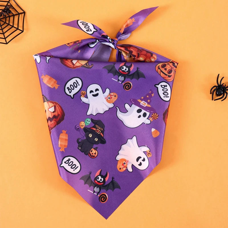 Halloween Dog Bandanas – 4-Pack Pumpkin & Ghost Prints