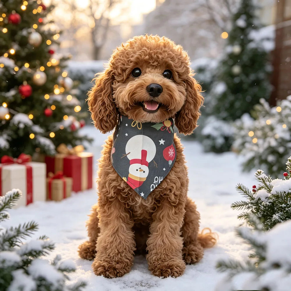 Christmas Pet Bandanas – 5-Pack Holiday Triangle Scarves