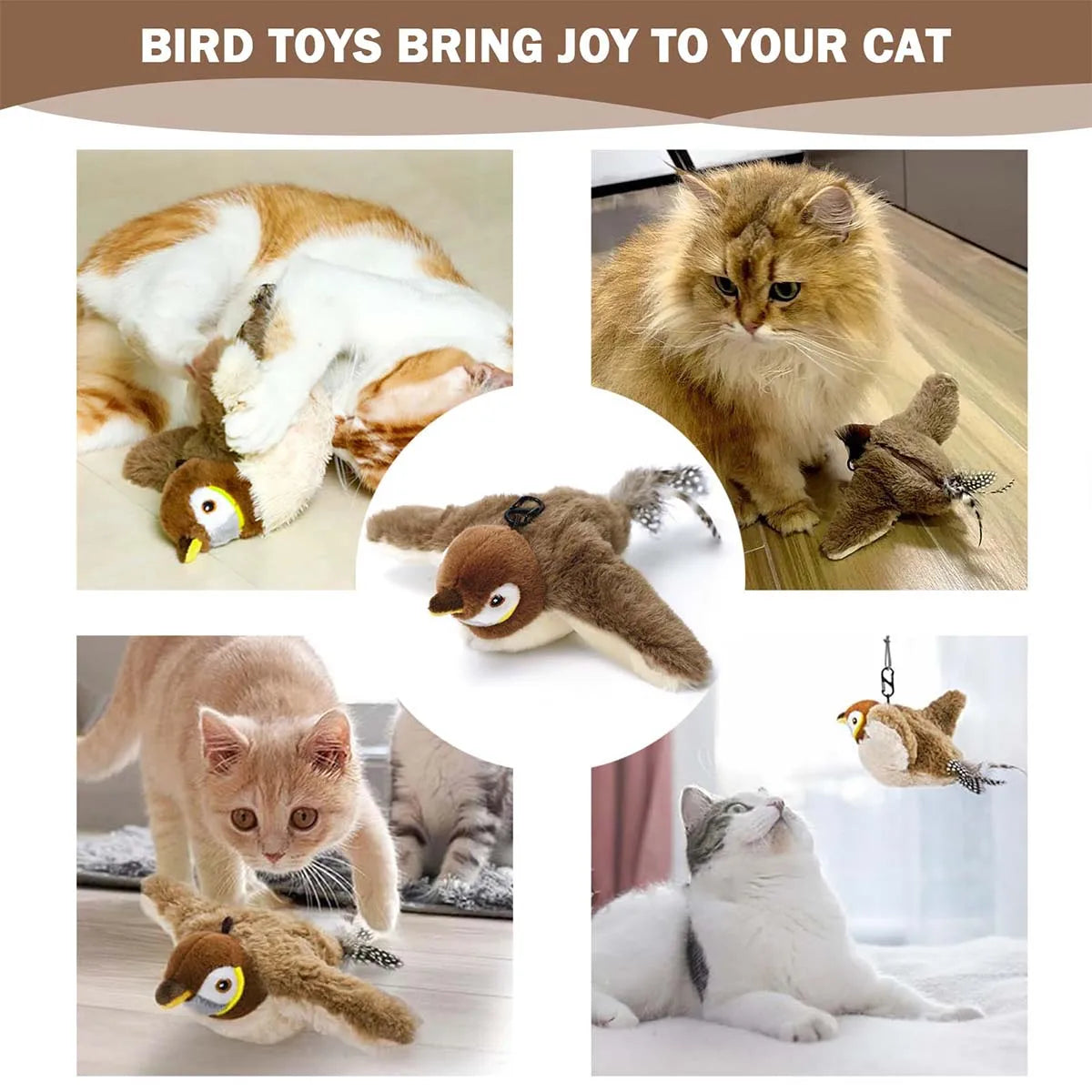Flapping Chirping Bird Cat Toy – USB Rechargeable