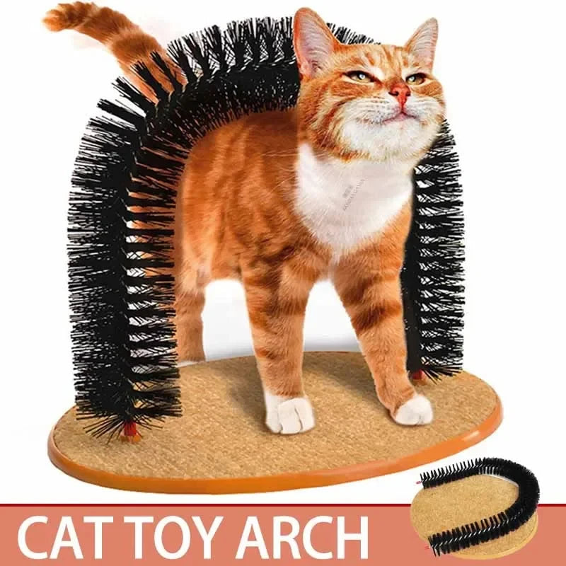 Cat Self-Grooming Arch – Massage Brush & Scratching Pad
