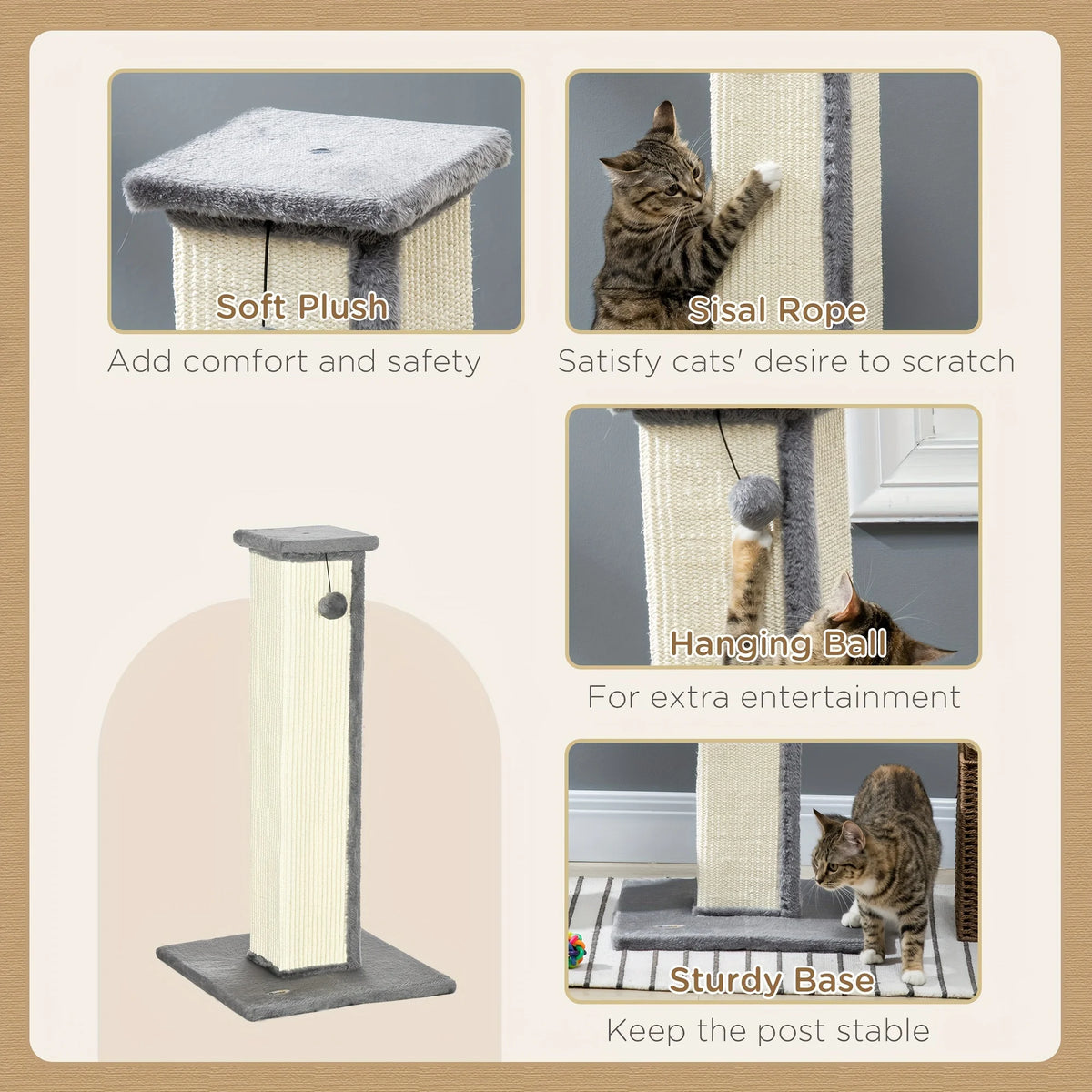 Sisal Cat Scratching Post – Vertical Scratcher