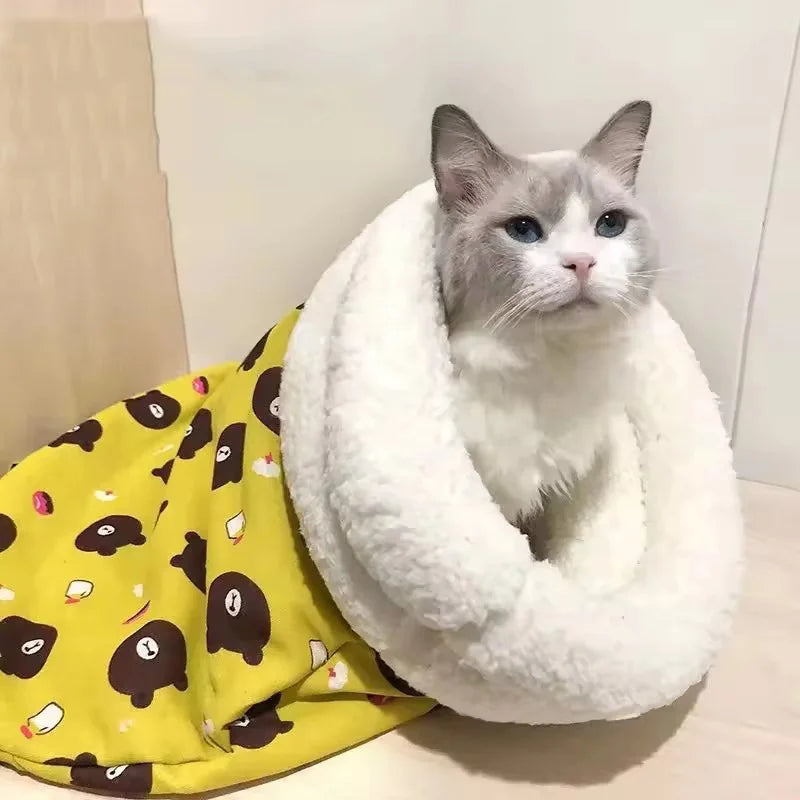 Self-Warming Cave Cat Bed – Winter Hideaway