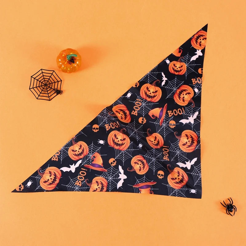Halloween Dog Bandanas – 4-Pack Pumpkin & Ghost Prints
