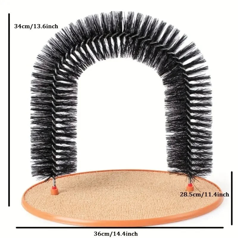 Cat Self-Grooming Arch – Massage Brush & Scratching Pad