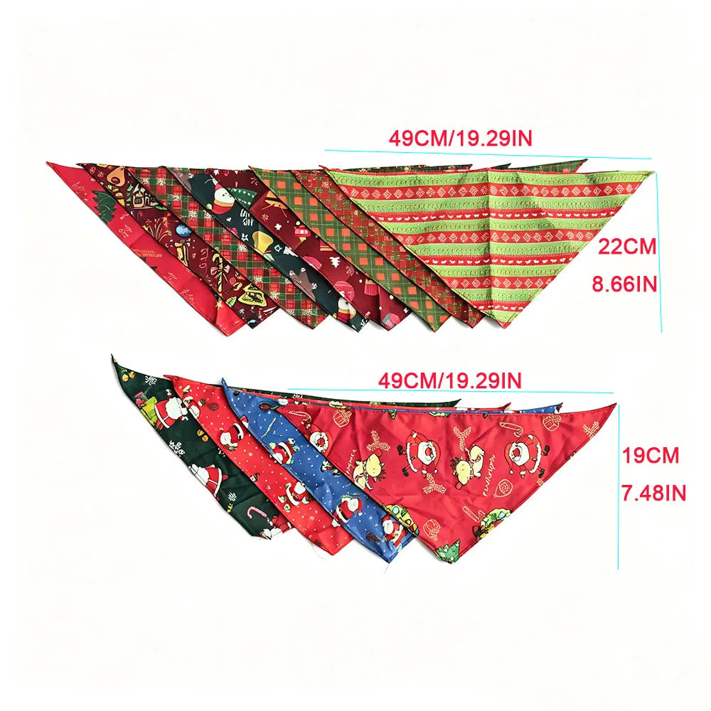 Christmas Pet Bandanas – 5-Pack Holiday Triangle Scarves