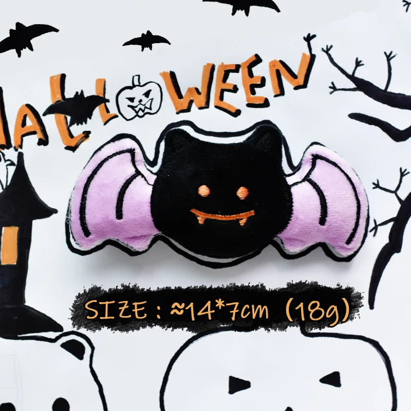 Halloween Plush Squeaky Dog Toy – Ghost, Pumpkin & Bat