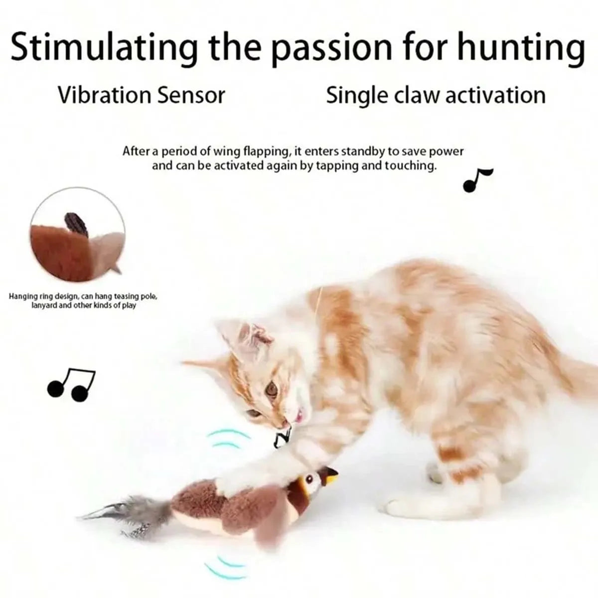 Flapping Chirping Bird Cat Toy – USB Rechargeable