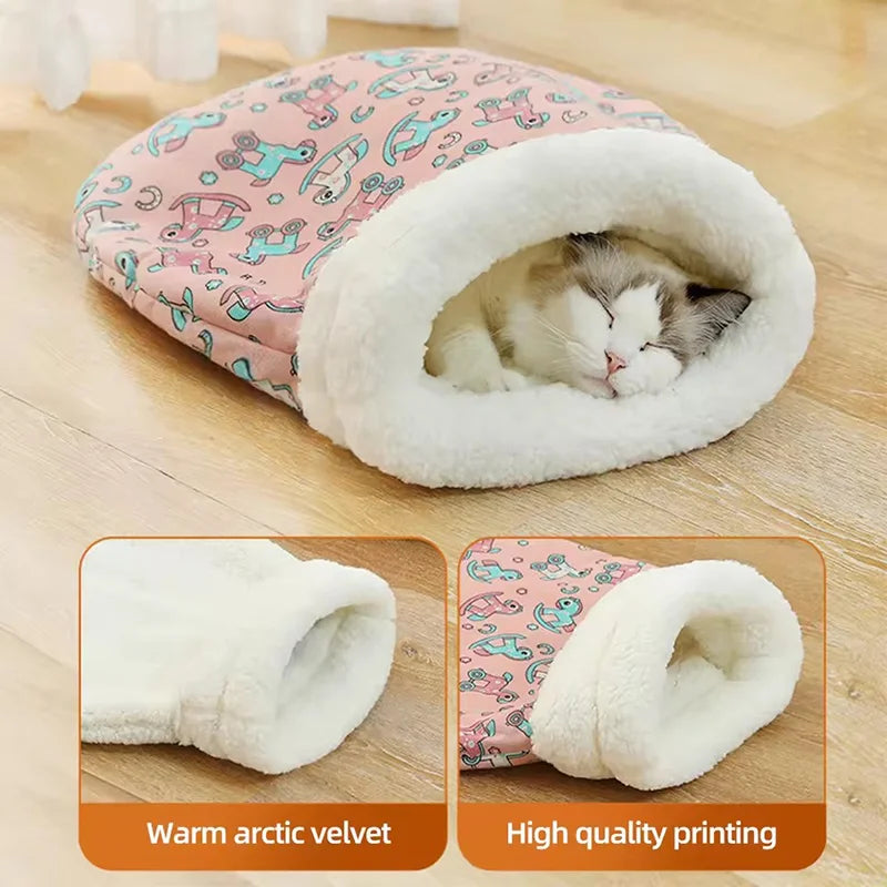 Self-Warming Cave Cat Bed – Winter Hideaway