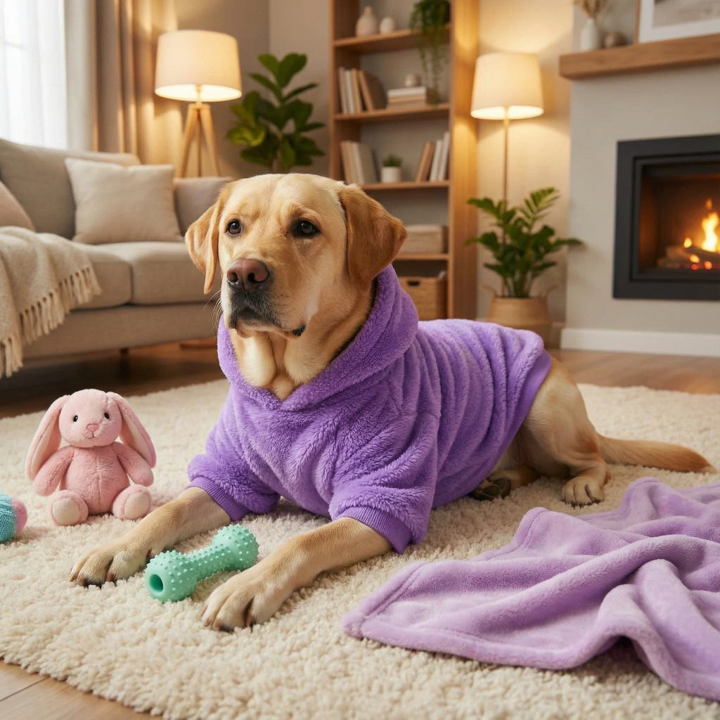 Fleece Dog Hoodie with Kangaroo Pocket – Warm Winter Coat