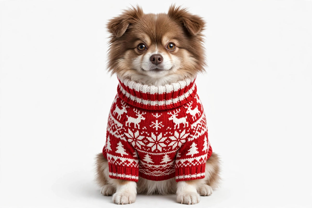 Christmas Turtleneck Dog Sweater – Cozy Knit Holiday Pullover