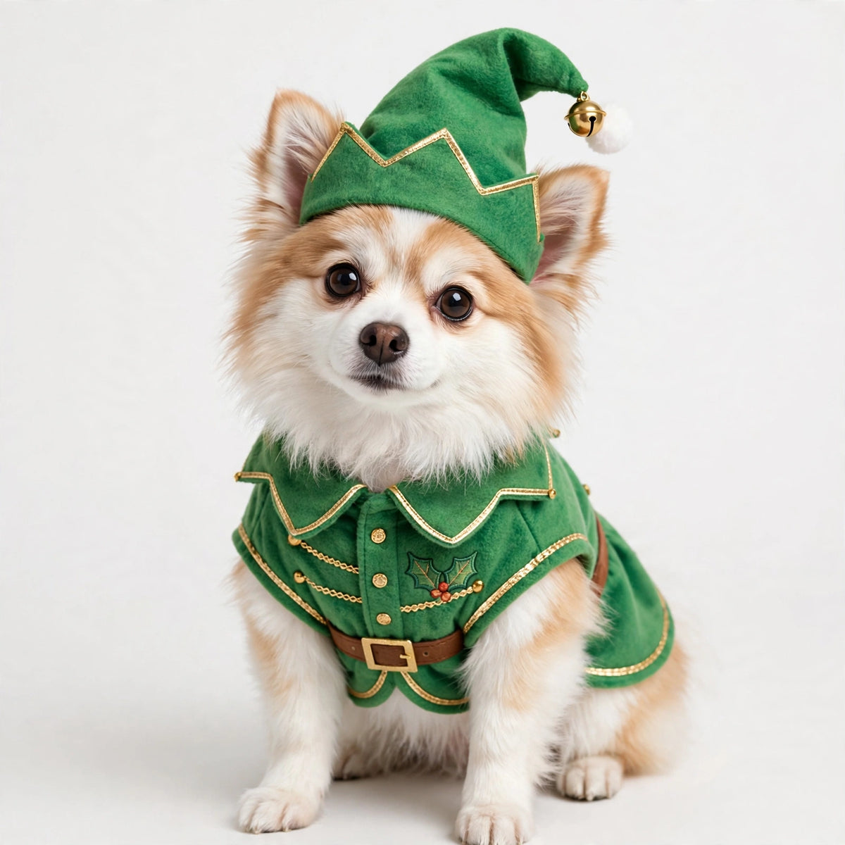 Christmas Elf Pet Costume – Festive Hoodie Outfit for Dogs