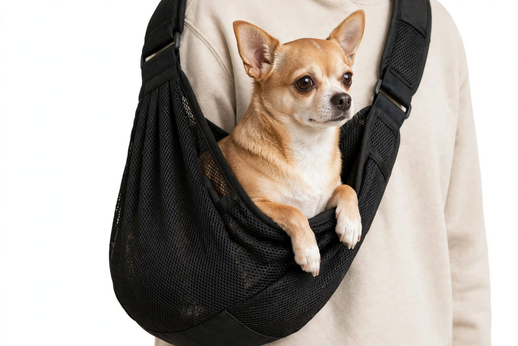 Mesh Dog Carrier Sling Bag – Breathable Travel Sling for Small Dogs