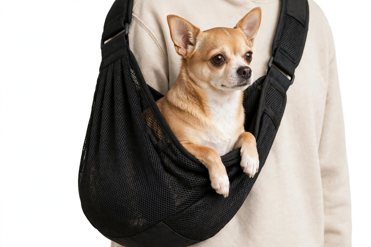 Mesh Dog Carrier Sling Bag – Breathable Travel Sling for Small Dogs