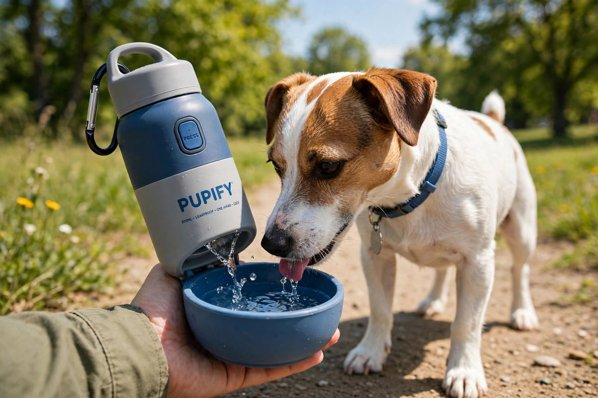 Portable Pet Travel Water Dispenser Bottle with Attached Bowl