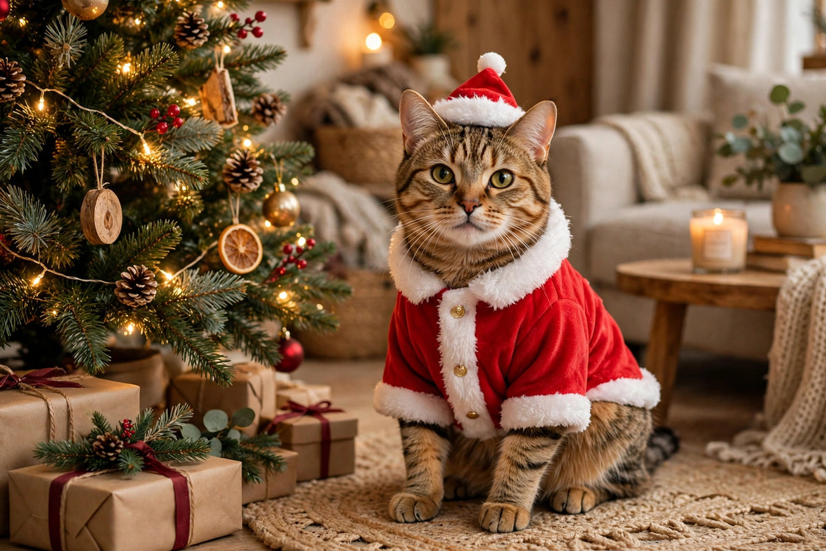 Santa Cat Costume – Cozy Christmas Santa Suit for Cats