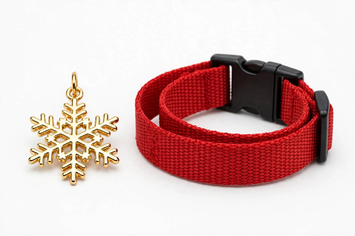 Snowflake Pet Collar Charm – Gold Snowflake Tag Charm