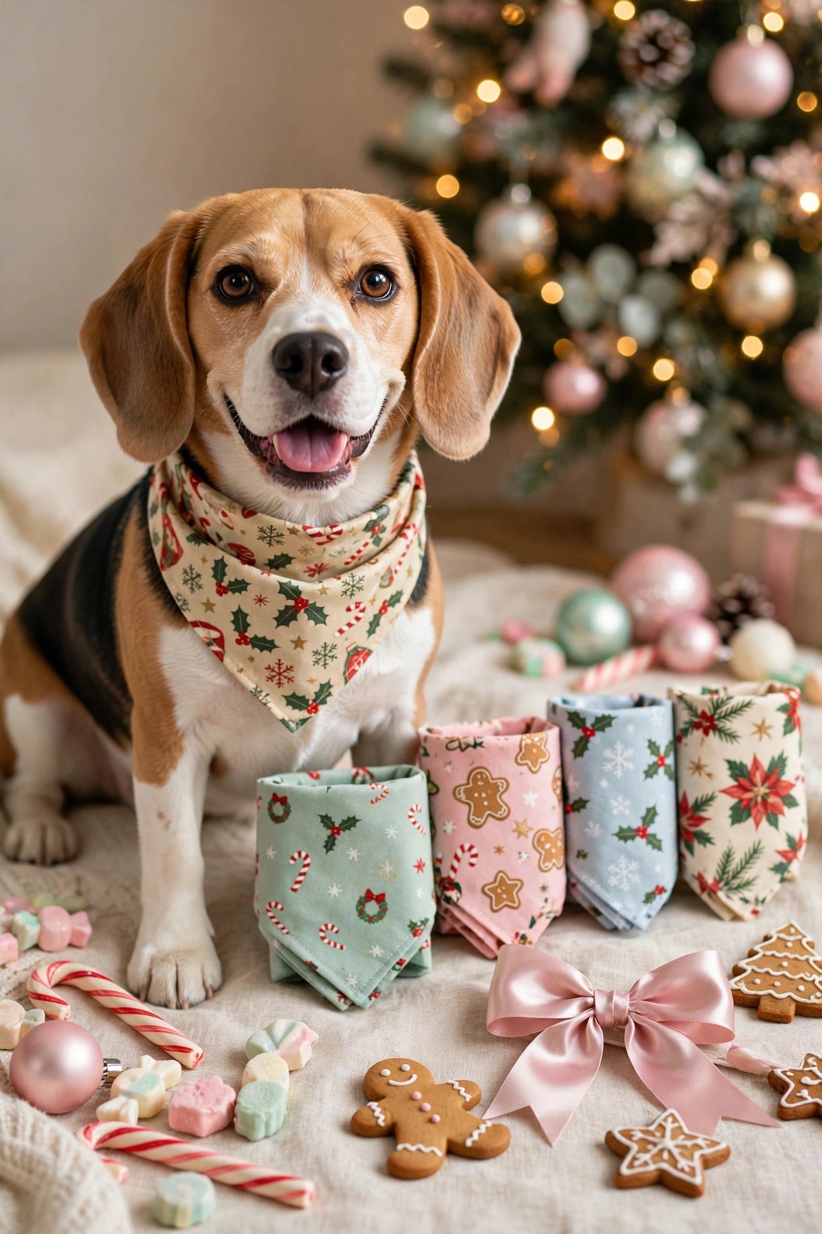 Christmas Pet Bandanas – 5-Pack Holiday Triangle Scarves