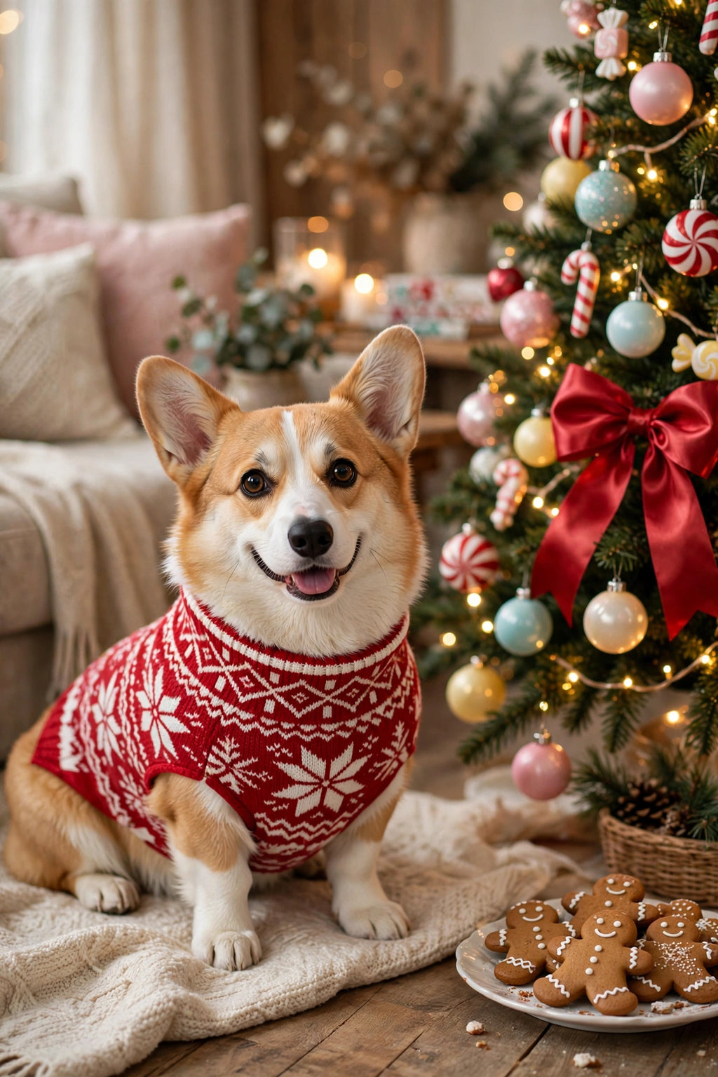 Fair-Isle Snowflake Knit Dog Sweater – Winter Christmas Pullover