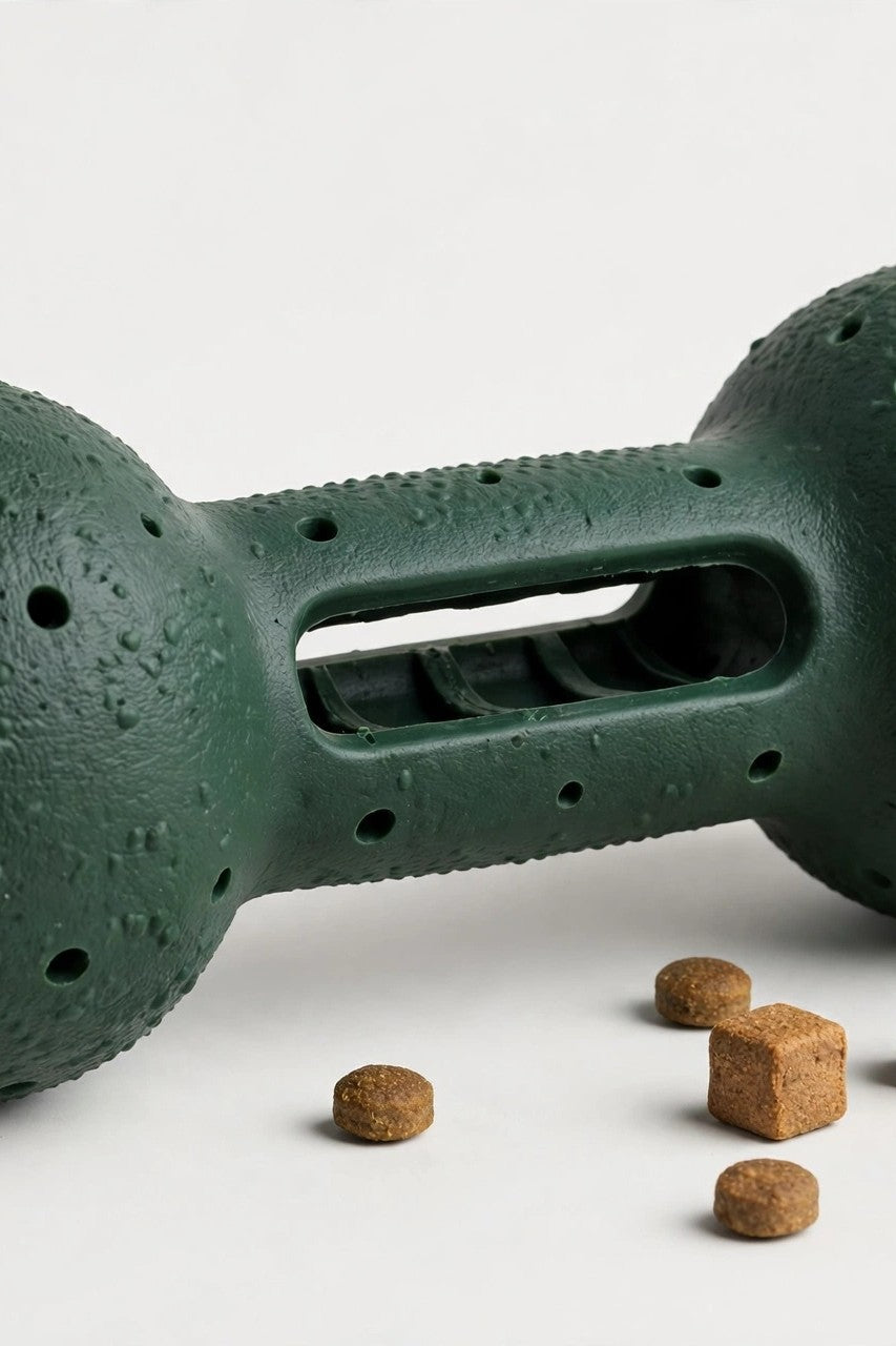 Rubber Treat-Dispensing Dog Toy – Natural Rubber Dumbbell Chew